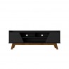 Manhattan Comfort Mid-Century Modern Marcus 62.99 TV Stand with Solid Wood Legs in  Matte Black Front