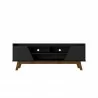 Manhattan Comfort Mid-Century Modern Marcus 62.99 TV Stand with Solid Wood Legs in  Matte Black Front - Manhattan Comfort Mid-Century Modern Marcus 62.99 TV Stand with Solid Wood Legs in  Matte Black Front