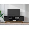 Manhattan Comfort Mid-Century Modern Marcus 62.99 TV Stand with Solid Wood Legs in  Matte Black