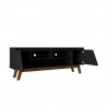 Manhattan Comfort Mid-Century Modern Marcus 62.99 TV Stand with Solid Wood Legs in  Matte Black Open
