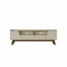 Manhattan Comfort Mid-Century Modern Marcus 70.86 TV Stand with Solid Wood Legs in Greige and Nature Front - Manhattan Comfort Mid-Century Modern Marcus 70.86 TV Stand with Solid Wood Legs in Greige and Nature Front