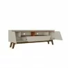 Manhattan Comfort Mid-Century Modern Marcus 70.86 TV Stand with Solid Wood Legs in Greige and Nature Open - Manhattan Comfort Mid-Century Modern Marcus 70.86 TV Stand with Solid Wood Legs in Greige and Nature Open