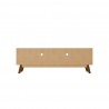 Manhattan Comfort Mid-Century Modern Marcus 70.86 TV Stand with Solid Wood Legs in Greige and Nature Back