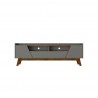 Manhattan Comfort Mid-Century Modern Marcus 70.86 TV Stand with Solid Wood Legs in Grey and Nature Front