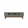 Manhattan Comfort Mid-Century Modern Marcus 70.86 TV Stand with Solid Wood Legs in Grey and Nature Front - Manhattan Comfort Mid-Century Modern Marcus 70.86 TV Stand with Solid Wood Legs in Grey and Nature Front