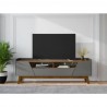 Manhattan Comfort Mid-Century Modern Marcus 70.86 TV Stand with Solid Wood Legs in Grey and Nature