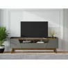 Manhattan Comfort Mid-Century Modern Marcus 70.86 TV Stand with Solid Wood Legs in Grey and Nature - Manhattan Comfort Mid-Century Modern Marcus 70.86 TV Stand with Solid Wood Legs in Grey and Nature