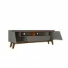 Manhattan Comfort Mid-Century Modern Marcus 70.86 TV Stand with Solid Wood Legs in Grey and Nature Open - Manhattan Comfort Mid-Century Modern Marcus 70.86 TV Stand with Solid Wood Legs in Grey and Nature Open