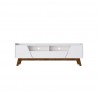 Manhattan Comfort Mid-Century Modern Marcus 70.86 TV Stand with Solid Wood Legs in White Front