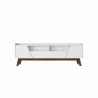 Manhattan Comfort Mid-Century Modern Marcus 70.86 TV Stand with Solid Wood Legs in White Front - Manhattan Comfort Mid-Century Modern Marcus 70.86 TV Stand with Solid Wood Legs in White Front
