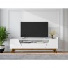 Manhattan Comfort Mid-Century Modern Marcus 70.86 TV Stand with Solid Wood Legs in White
