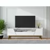 Manhattan Comfort Mid-Century Modern Marcus 70.86 TV Stand with Solid Wood Legs in White - Manhattan Comfort Mid-Century Modern Marcus 70.86 TV Stand with Solid Wood Legs in White