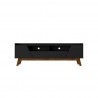 Manhattan Comfort Mid-Century Modern Marcus 70.86 TV Stand with Solid Wood Legs in  Matte Black Front