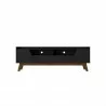 Manhattan Comfort Mid-Century Modern Marcus 70.86 TV Stand with Solid Wood Legs in  Matte Black Front - Manhattan Comfort Mid-Century Modern Marcus 70.86 TV Stand with Solid Wood Legs in  Matte Black Front