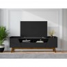 Manhattan Comfort Mid-Century Modern Marcus 70.86 TV Stand with Solid Wood Legs in  Matte Black