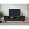 Manhattan Comfort Mid-Century Modern Marcus 70.86 TV Stand with Solid Wood Legs in  Matte Black - Manhattan Comfort Mid-Century Modern Marcus 70.86 TV Stand with Solid Wood Legs in  Matte Black