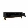 Manhattan Comfort Mid-Century Modern Marcus 70.86 TV Stand with Solid Wood Legs in  Matte Black Open - Manhattan Comfort Mid-Century Modern Marcus 70.86 TV Stand with Solid Wood Legs in  Matte Black Open