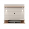 Utopia 70" Floating Theater Entertainment Center with Led Lights in Off White and Maple Cream - Front