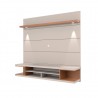 Utopia 70" Floating Theater Entertainment Center with Led Lights in Off White and Maple Cream - Angled View