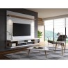 Utopia 70" Floating Theater Entertainment Center with Led Lights in White and Maple Cream - Lifestyle