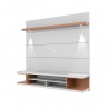 Utopia 70" Floating Theater Entertainment Center with Led Lights in White and Maple Cream - Angled