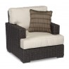 Cardiff Wicker Club Chair With Cushions In Canvas Flax With Self Welt - With Pillow