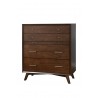 Alpine Furniture Flynn Mid Century Modern 4 Drawer Multifunction Chest w/ Pull Out Tray, Walnut - Front Side Angle