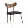 Sunpan Gibbons Dining Chair in Antique Brass - Charcoal Black Leather - Front Side Angle