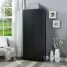 Manhattan Comfort Hopkins Modern Freestanding Storage Closet with 7 Shelves in Black - Manhattan Comfort Hopkins Modern Freestanding Storage Closet with 7 Shelves in Black
