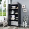 Manhattan Comfort Hopkins Modern Freestanding Storage Closet with 7 Shelves in Black Inside View