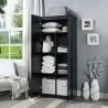 Manhattan Comfort Hopkins Modern Freestanding Storage Closet with 7 Shelves in Black Inside View - Manhattan Comfort Hopkins Modern Freestanding Storage Closet with 7 Shelves in Black Inside View