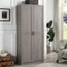 Manhattan Comfort Hopkins Modern Freestanding Storage Closet with 7 Shelves in Grey - Manhattan Comfort Hopkins Modern Freestanding Storage Closet with 7 Shelves in Grey