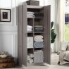 Manhattan Comfort Hopkins Modern Freestanding Storage Closet with 7 Shelves in Grey Inside View