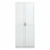 Manhattan Comfort Hopkins Modern Freestanding Storage Closet with 7 Shelves in White Front - Manhattan Comfort Hopkins Modern Freestanding Storage Closet with 7 Shelves in White Front