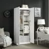 Manhattan Comfort Hopkins Modern Freestanding Storage Closet with 7 Shelves in White Inside View - Manhattan Comfort Hopkins Modern Freestanding Storage Closet with 7 Shelves in White Inside View