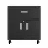 Manhattan Comfort Fortress Textured Metal 31.5" Garage Mobile Cabinet with 1 Full Extension Drawer and 2 Adjustable Shelves in Charcoal Grey Front - Manhattan Comfort Fortress Textured Metal 31.5" Garage Mobile Cabinet with 1 Full Extension Drawer and 2 Adjustable Shelves in Charcoal Grey Front
