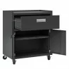 Manhattan Comfort Fortress Textured Metal 31.5" Garage Mobile Cabinet with 1 Full Extension Drawer and 2 Adjustable Shelves in Charcoal Grey Open - Manhattan Comfort Fortress Textured Metal 31.5" Garage Mobile Cabinet with 1 Full Extension Drawer and 2 Adjustable Shelves in Charcoal Grey Open