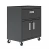 Manhattan Comfort Fortress Textured Metal 31.5" Garage Mobile Cabinet with 1 Full Extension Drawer and 2 Adjustable Shelves in Charcoal Grey Side - Manhattan Comfort Fortress Textured Metal 31.5" Garage Mobile Cabinet with 1 Full Extension Drawer and 2 Adjustable Shelves in Charcoal Grey Side