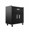 Manhattan Comfort Fortress Textured Metal 31.5" Garage Mobile Cabinet with 1 Full Extension Drawer and 2 Adjustable Shelves in Charcoal Grey - Manhattan Comfort Fortress Textured Metal 31.5" Garage Mobile Cabinet with 1 Full Extension Drawer and 2 Adjustable Shelves in Charcoal Grey
