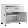 Manhattan Comfort Fortress Textured Metal 31.5" Garage Mobile Cabinet with 1 Full Extension Drawer and 2 Adjustable Shelves in White Open - Manhattan Comfort Fortress Textured Metal 31.5" Garage Mobile Cabinet with 1 Full Extension Drawer and 2 Adjustable Shelves in White Open