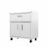 Manhattan Comfort Fortress Textured Metal 31.5" Garage Mobile Cabinet with 1 Full Extension Drawer and 2 Adjustable Shelves in White Side - Manhattan Comfort Fortress Textured Metal 31.5" Garage Mobile Cabinet with 1 Full Extension Drawer and 2 Adjustable Shelves in White Side
