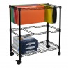 Oceanstar Portable 2-Tier Metal Rolling File Cart - (Black) - With Items Hanged