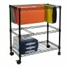 Oceanstar Portable 2-Tier Metal Rolling File Cart - (Black) - With Items Hanged - Oceanstar Portable 2-Tier Metal Rolling File Cart - (Black) - With Items Hanged
