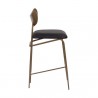 Sunpan Gibbons Counter Stool in Antique Brass - Charcoal Black Leather - Side Angle