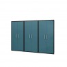 Manhattan Comfort Eiffel Storage Cabinet in Matte Black and Aqua Blue (Set of 3)