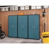 Manhattan Comfort Eiffel Storage Cabinet in Matte Black and Aqua Blue (Set of 3)
