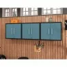 Manhattan Comfort Eiffel Floating Garage Cabinet in Matte Black and Aqua Blue (Set of 3) - Manhattan Comfort Eiffel Floating Garage Cabinet in Matte Black and Aqua Blue (Set of 3)