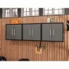 Manhattan Comfort Eiffel Floating Garage Cabinet in Matte Black and Grey (Set of 3) - Manhattan Comfort Eiffel Floating Garage Cabinet in Matte Black and Grey (Set of 3)