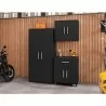 Manhattan Comfort Eiffel 3-Piece Storage Garage Set in Matte Black - Manhattan Comfort Eiffel 3-Piece Storage Garage Set in Matte Black