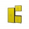 Manhattan Comfort Eiffel 3-Piece Storage Garage Set in Matte Black and Yellow